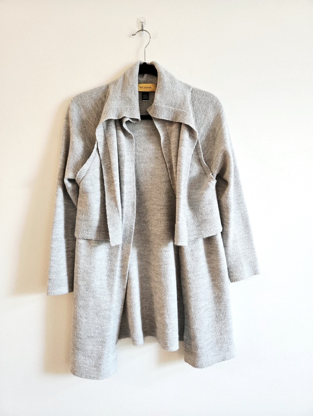ST. JOHN I S Layered Open Front Cardigan I soft grey